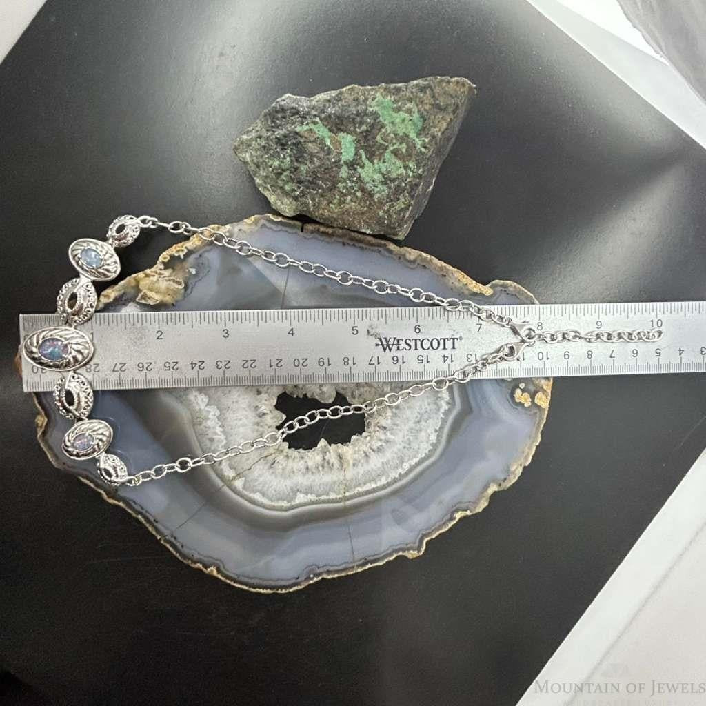 Carolyn Pollack Sterling Silver Oval Opal Decorated Necklace 16"-18" For Women