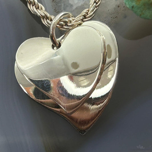 Sterling Silver Fashion Double Heart Heart Pendant For Women