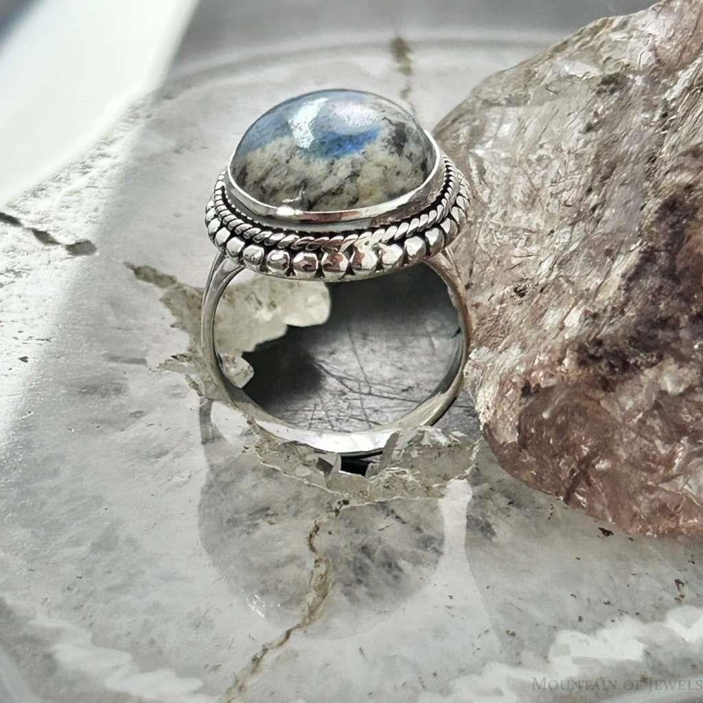 Sterling Silver Southwestern Style Oval K2 Jasper Ring Size 7 For Women