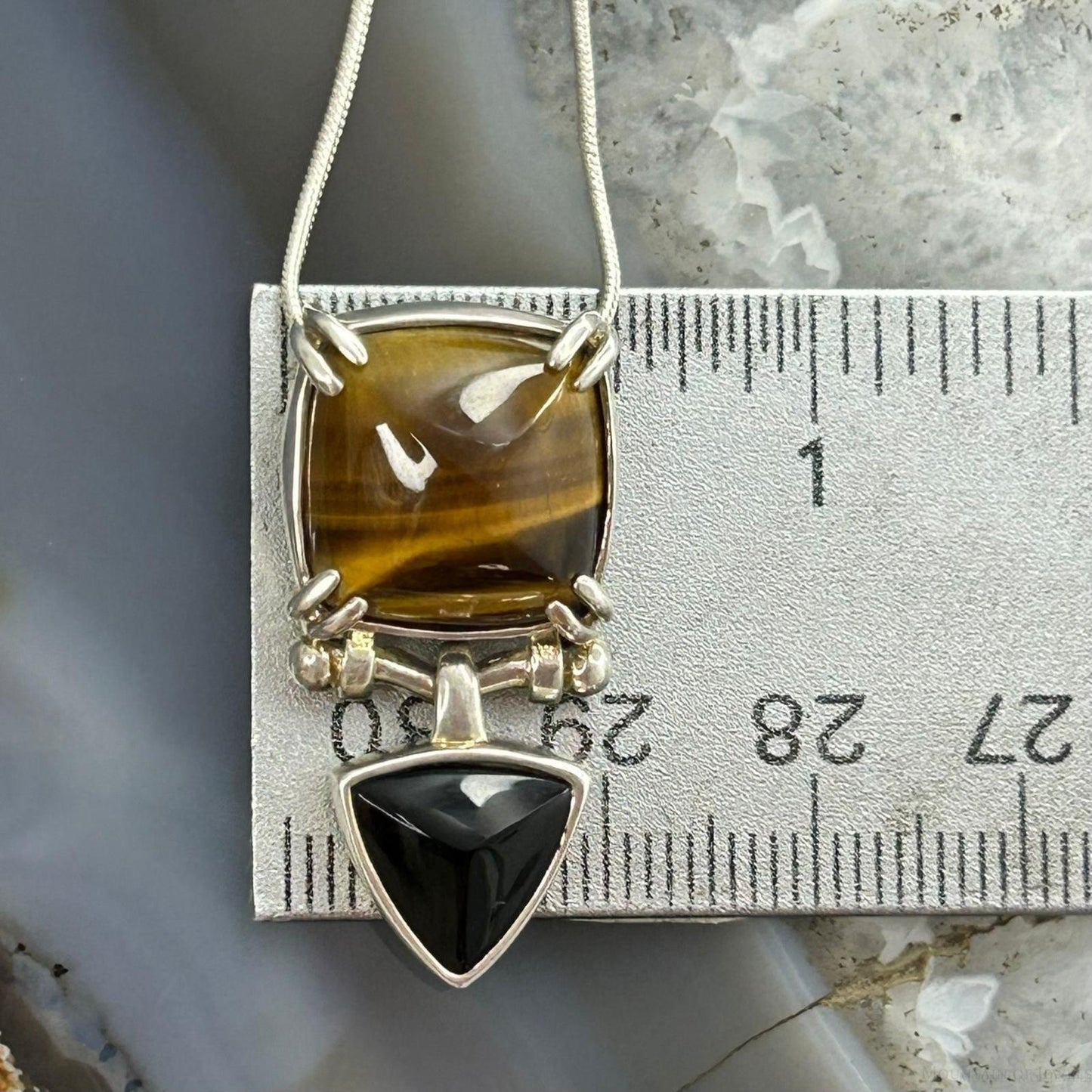 Carolyn Pollack Sterling Silver Tiger's Eye & Onyx 18" Necklace For Women