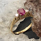 14K Yellow Gold Diamonds & Rubies Ring Size 5.25 For Women