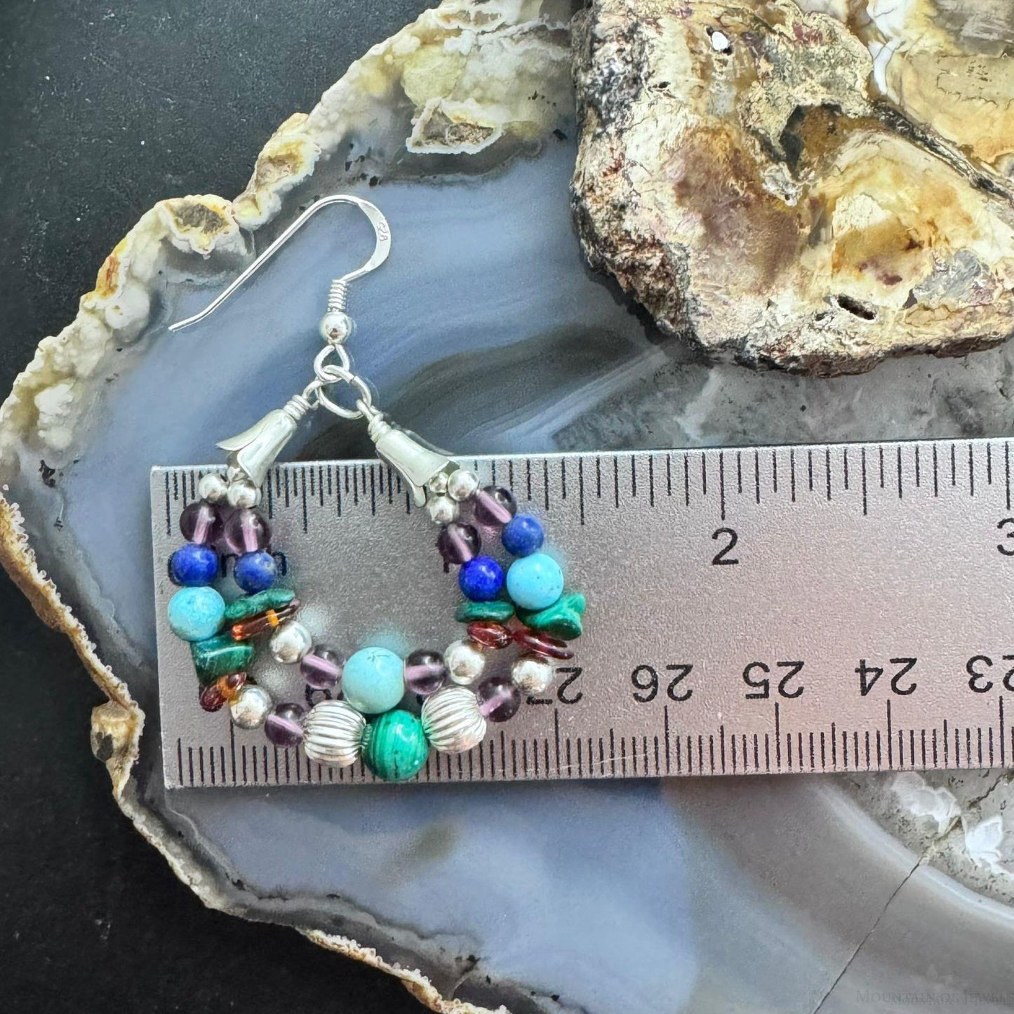 Carolyn Pollack Sterling Silver Multistone Bead Dangle Earrings For Women