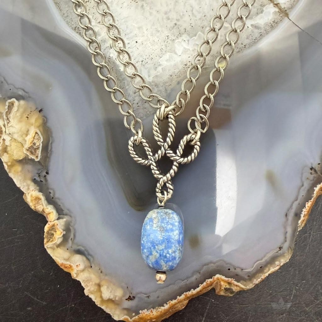 Carolyn Pollack Sterling Silver Sodalite Double Chain Link Necklace For Women