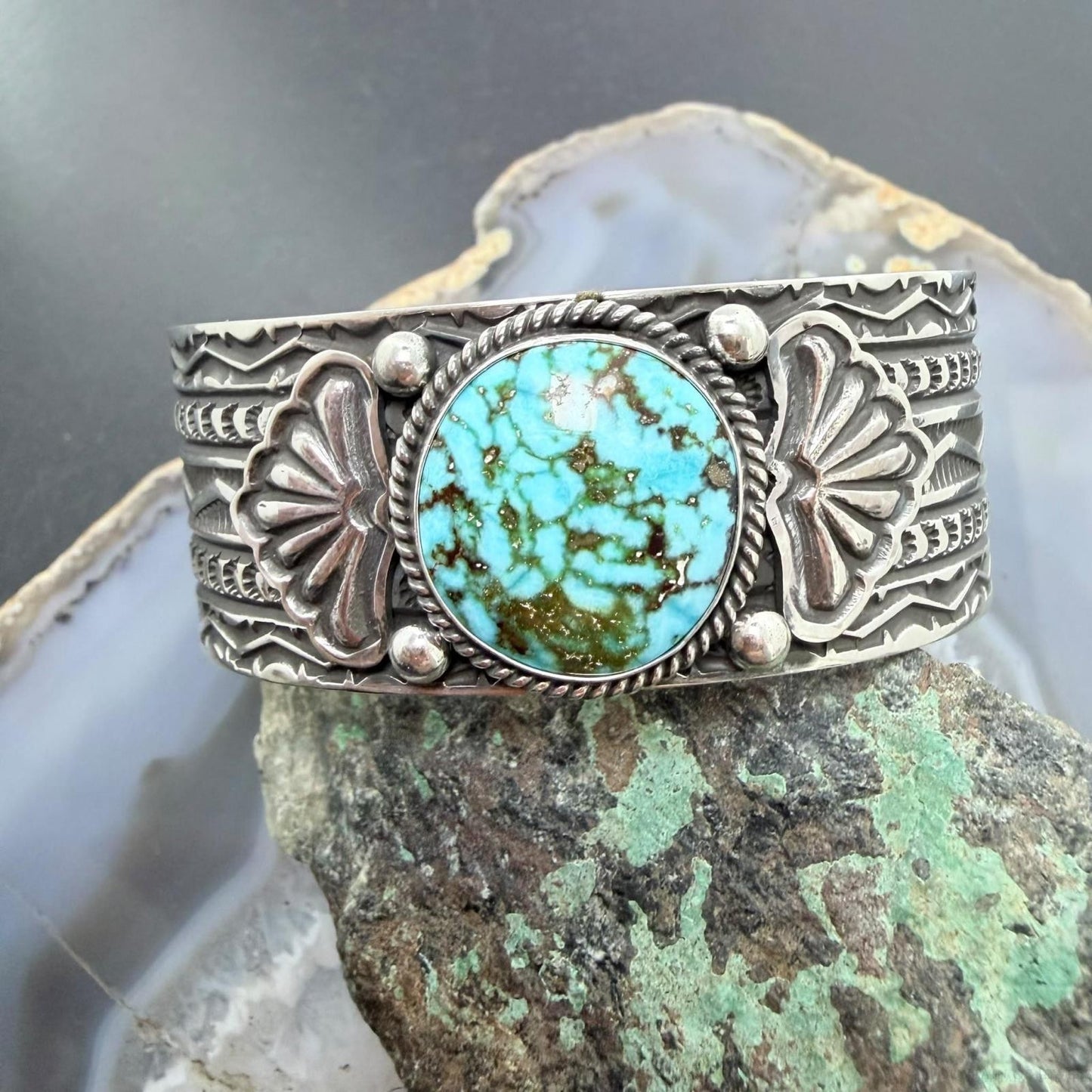 Sunshine Reeves Sterling Silver Native American High Grade Kingman Turquise Unisex Cuff