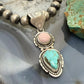 Sterling Silver Southwestern Style Pink Conch & Turquoise Pendant For Women #2