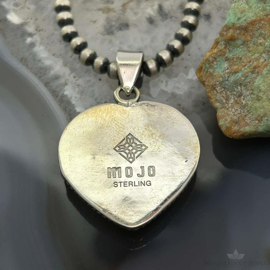 Sterling Silver Southwestern Style White Buffalo Heart Pendant For Women #4