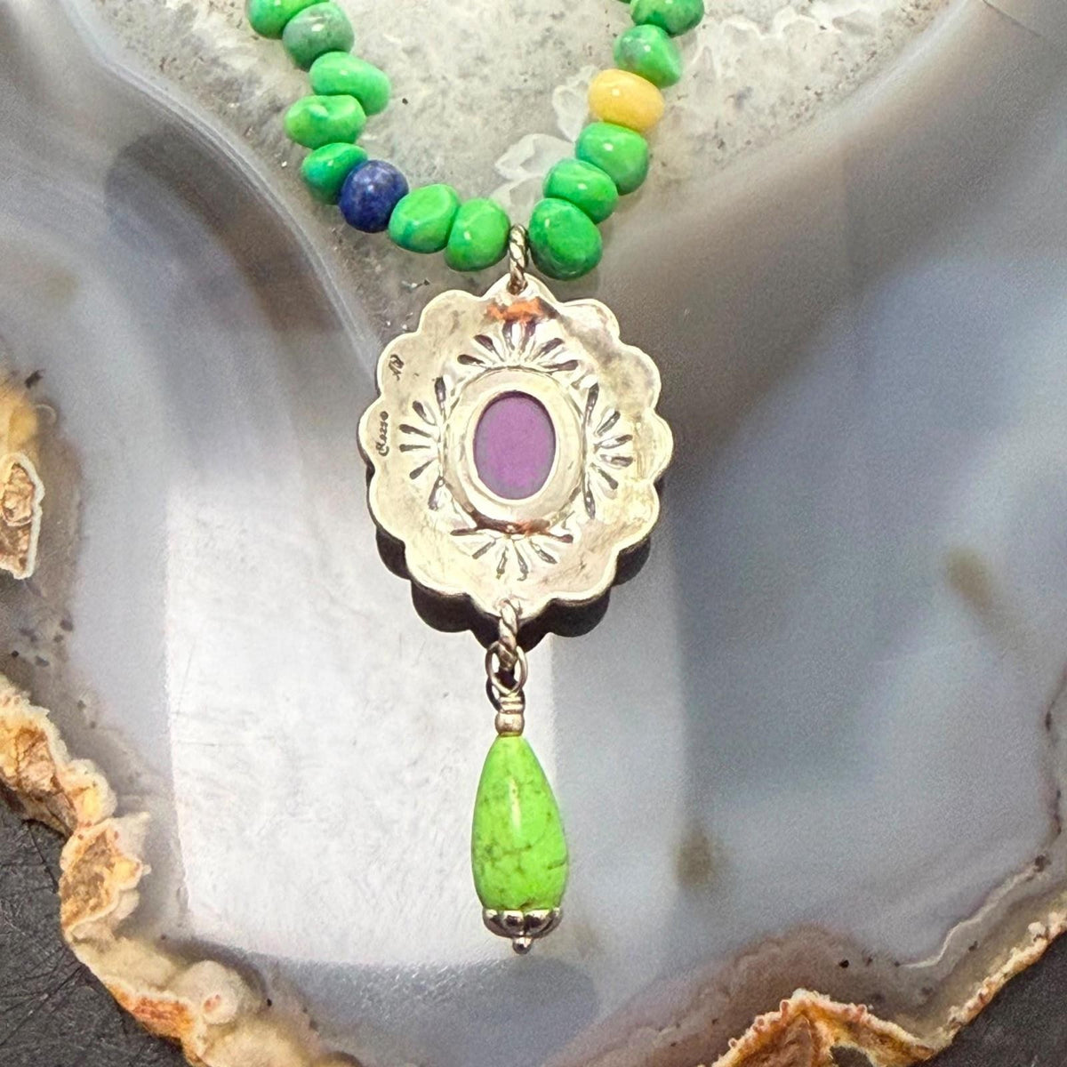 Carolyn Pollack Sterling Silver Multi Stone 21" Necklace w/Pendant For Women