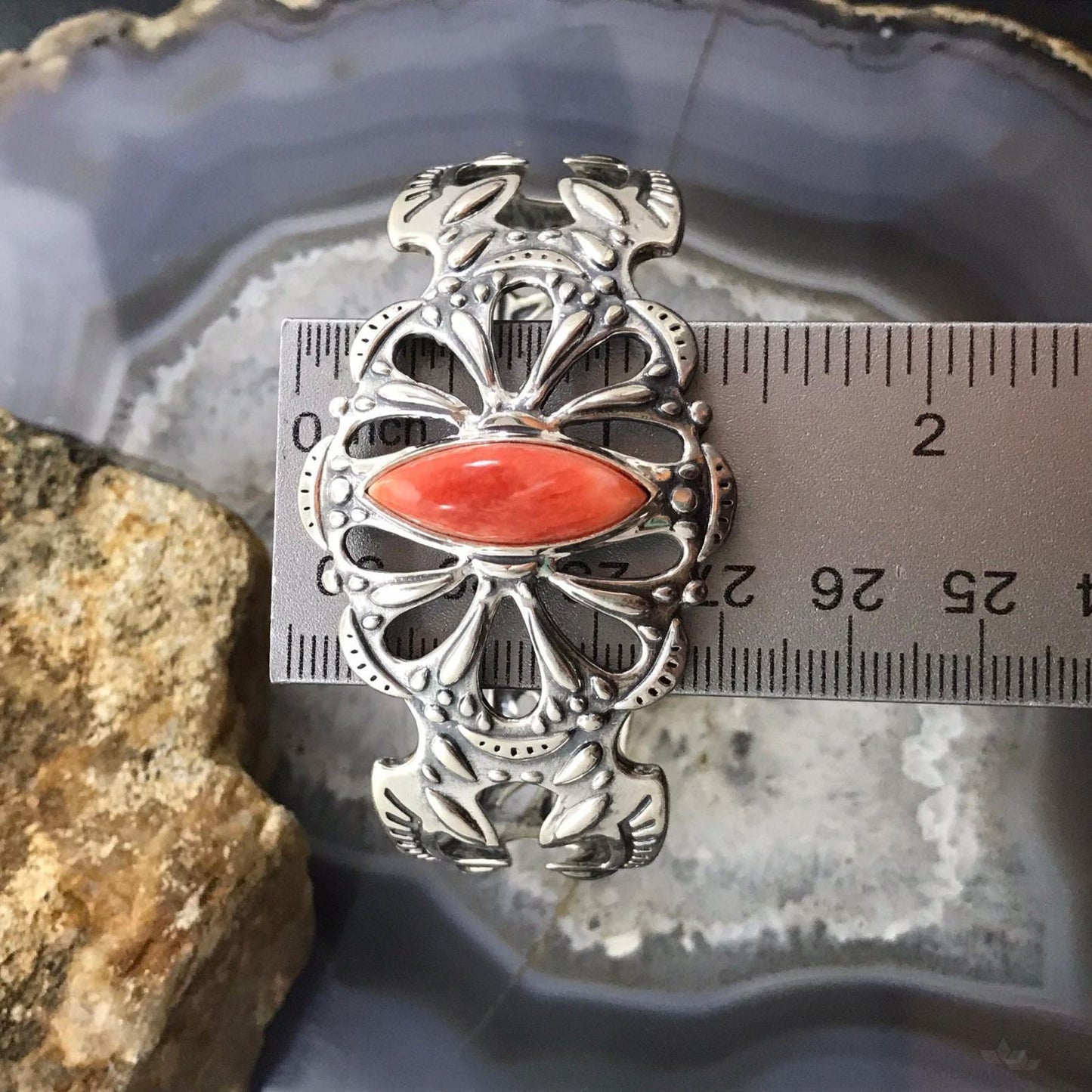 Carolyn Pollack Sterling Silver Marquise Orange Spiny Oyster Bracelet For Women