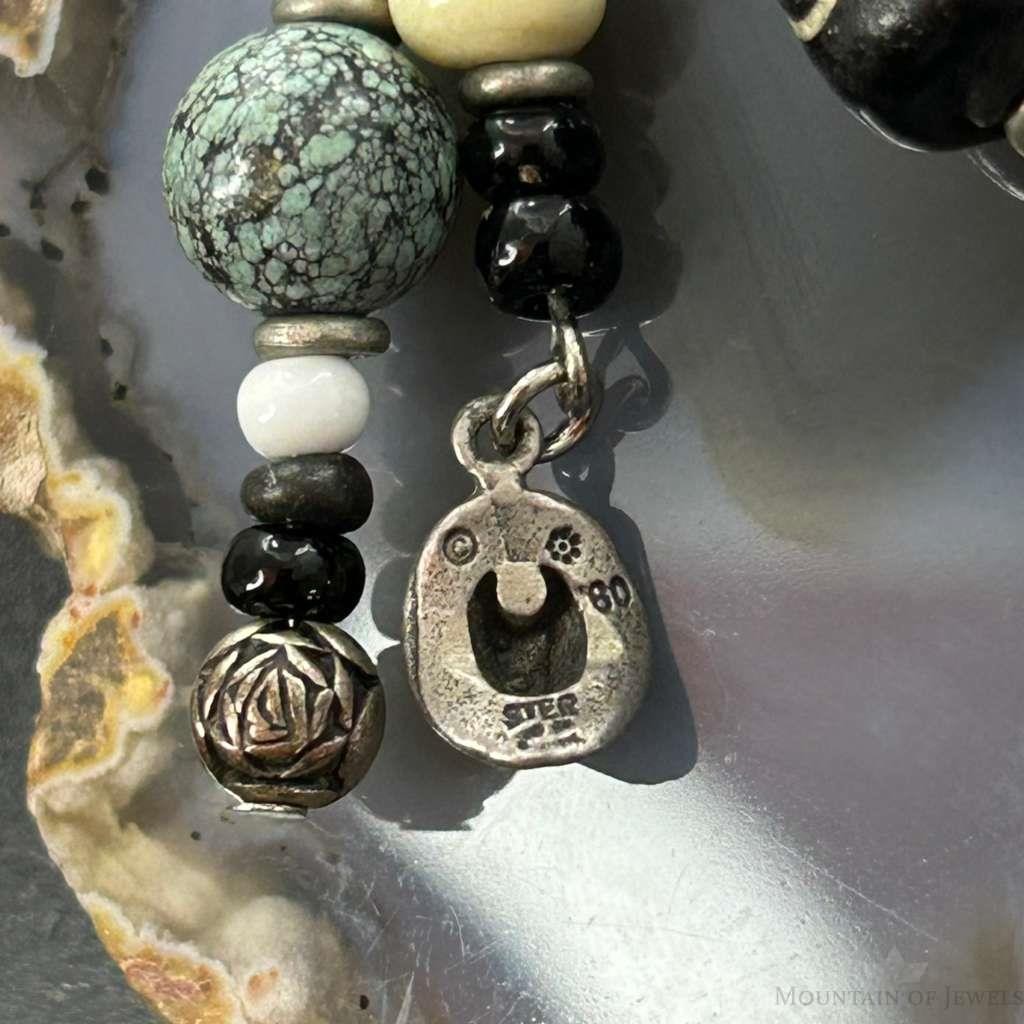 Vintage Sterling Silver Southwestern Roadrunner Beads Dangle Earrings For Women