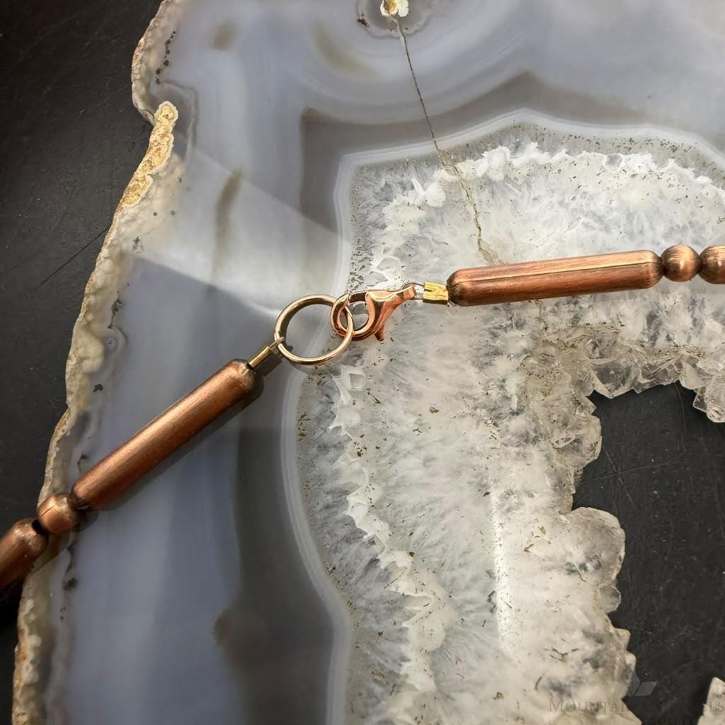 Copper Navajo Pearl Round & 25mm Cylinder w/Spiny Oyster Beads 20" Necklace For Women