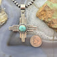Sterling Silver Southwestern Style Rounded Turquoise Unisex Zia Pendant