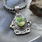 Sterling Silver Southwestern Style Oval Sonora Gold Turquoise Decorated Pendant For Women