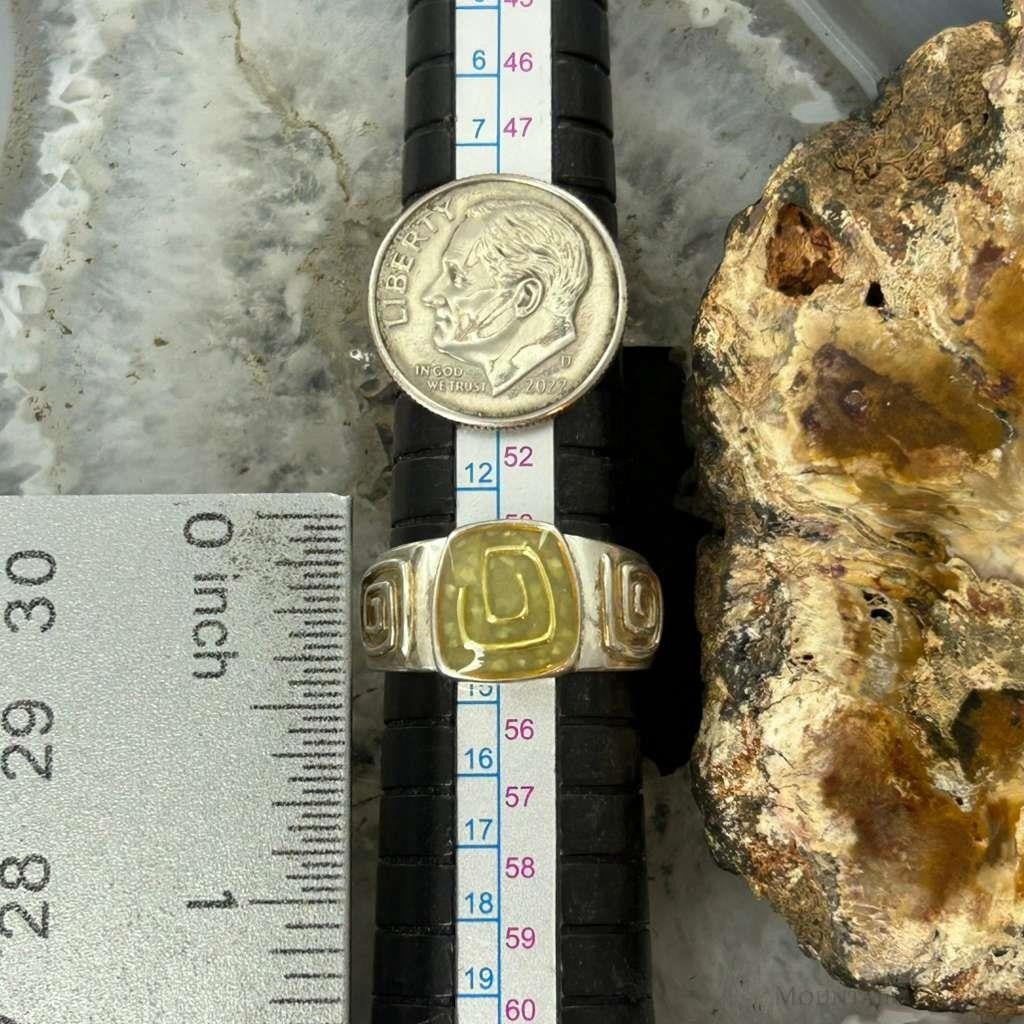 Carolyn Pollack 2-Tone Sterling Chip Green Turquoise Spiral Ring Size 7 For Women