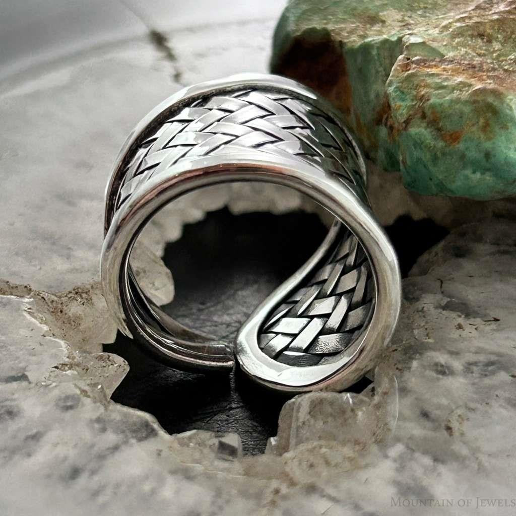 Sterling Silver Tapered Woven Fashion Ring For Women