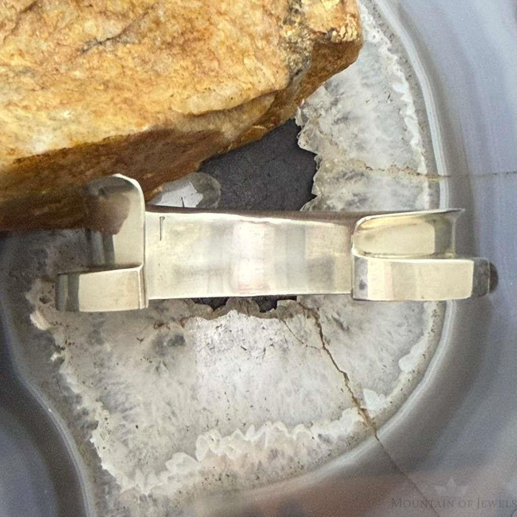 Vintage Native American Sterling Silver Onyx & Turquoise Tapered Bracelet For Women