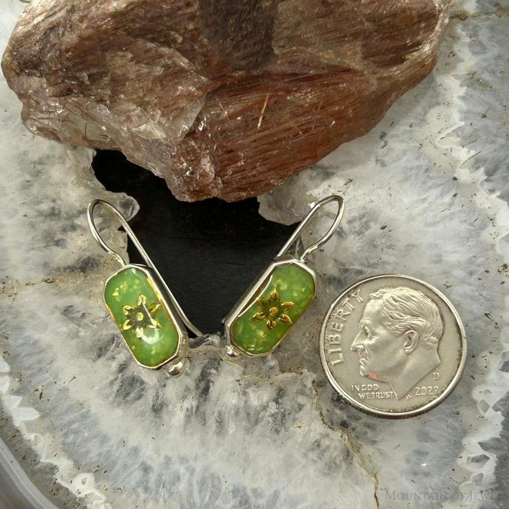 Carolyn Pollack Sterling Silver Green Turquoise Chip Dangle Earrings For Women