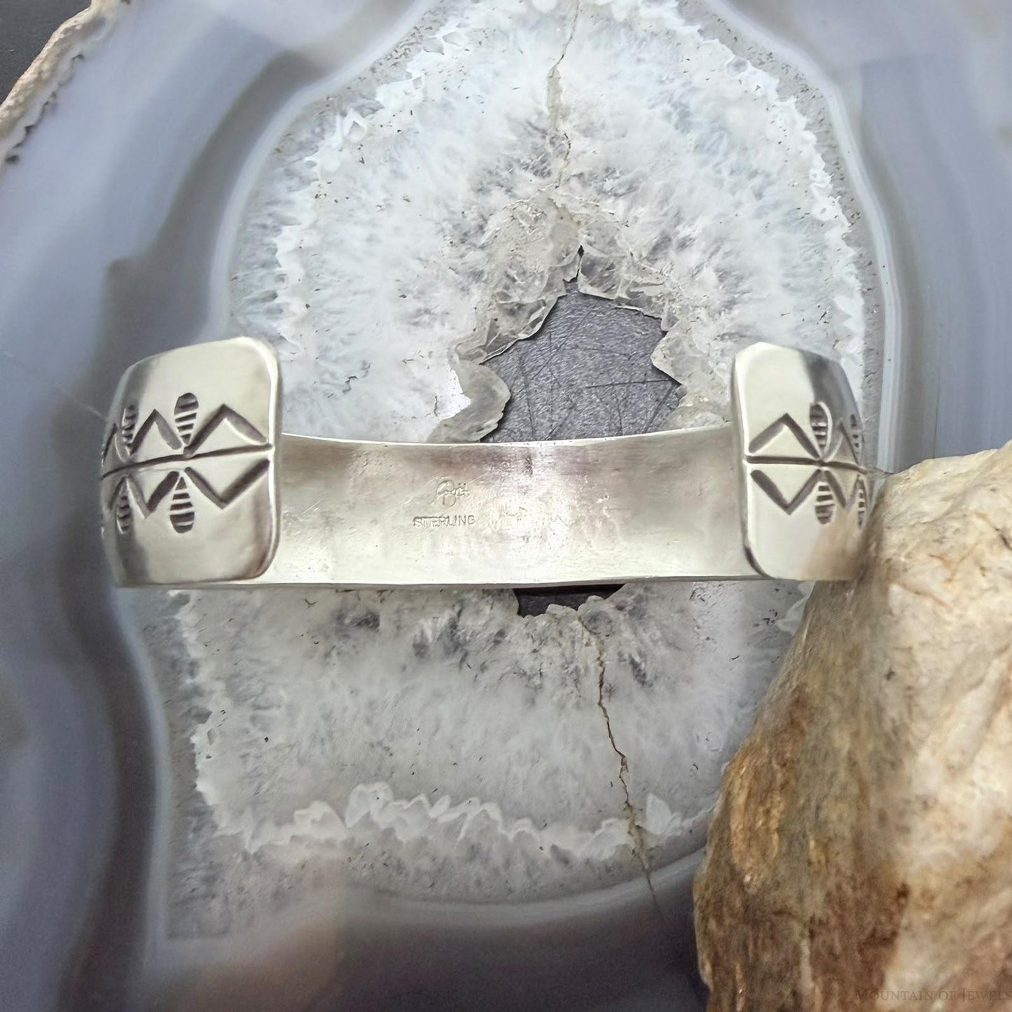 Alex Becenti Native American Sterling Silver Village Life Storyteller Unisex Bracelet