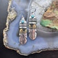 Tommy & Rosita Singer Sterling Silver & Gold Filled Turquoise Feather Dangle Earrings For Women