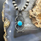 Eva & Linberg Billah Native American Sterling Silver Sandcast Turquoise Unisex Pendant