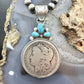 Genuine 1890 90% Morgan Silver Dollar Coin Turquoise Decorated Unisex Pendant #1
