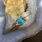 Vintage Native American Silver Oval Turquoise w/2 Feathers Bracelet For Women