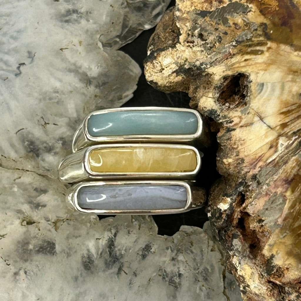 Carolyn Pollack Sterling Silver Set of 3, Agate, Jasper, Chalcedony Rings For Women