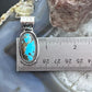 Native American Sterling Silver Elongated Oval Turquoise Unisex Pendant #2