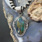 Sterling Silver Southwestern Style Oval Chrysocolla Decorated Pendant For Women