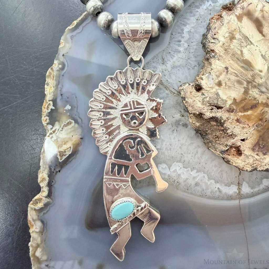 Alonzo Mariano Native American Sterling Silver Turquoise Kokopelli Kachina Unisex Pendant