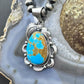 Juanita McDonald Native American Sterling Silver Turquoise Decorated Pendant For Women