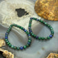 Sterling Silver 4mm Rounded Azurite Malachite Hoop Dangle Earrings For Women