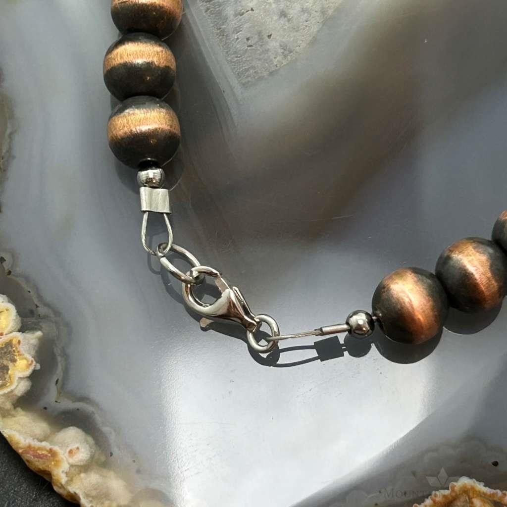 Copper 8mm Navajo Pearl Beads 6.75" Bracelet For Women