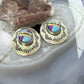 Signed Native American Sterling Silver Multi Stone Inlay Post Earrings For Women