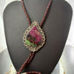 Sterling Silver Southwestern Style Large Teardrop Ruby Zoisite Bolo Tie For Men