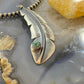 Billy Long Sterling Silver Oxidized Feather w/Turquoise Unisex Pendant Necklace