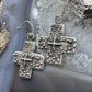 Cheyenne Custer Sterling Silver Tufa Cast Cross Dangle Earrings For Women