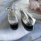 Sterling Silver Elongated Teardrop Black Mizone Slab Dangle Earrings For Women #232