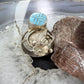 Silver Ray Sterling Silver Inlay Turquoise Decorated Leaves Ring Size 10 For Women