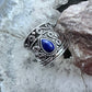 Southwestern Style Sterling Silver Teardrop Lapis Decorated Ring Size 5 For Women