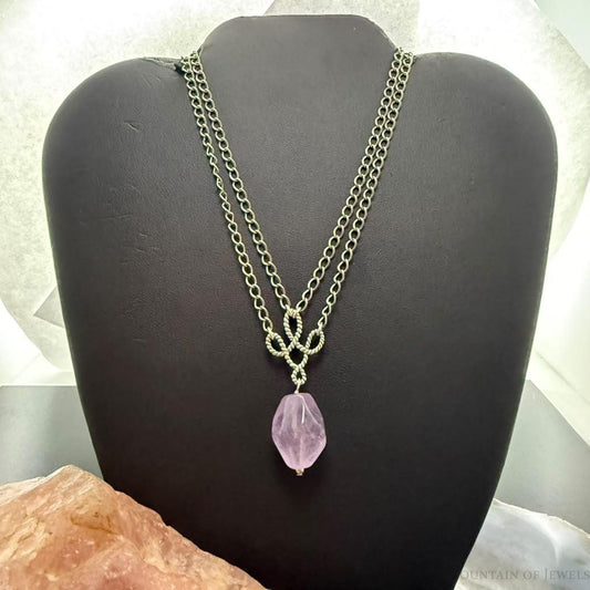 Carolyn Pollack Sterling Faceted Amethyst Twisted Rope Link Chain For Women