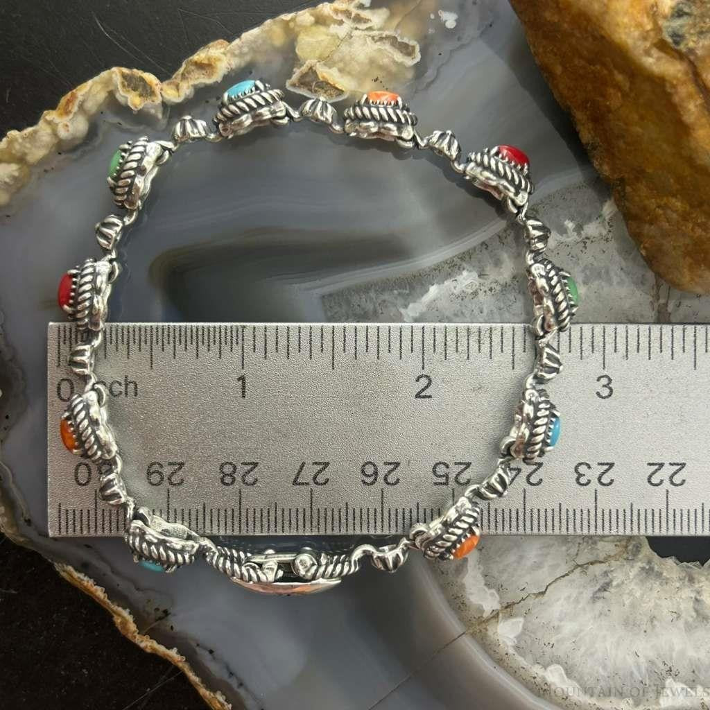 Carolyn Pollack Sterling Silver Multi Gemstone Decorated Link Bracelet For Women