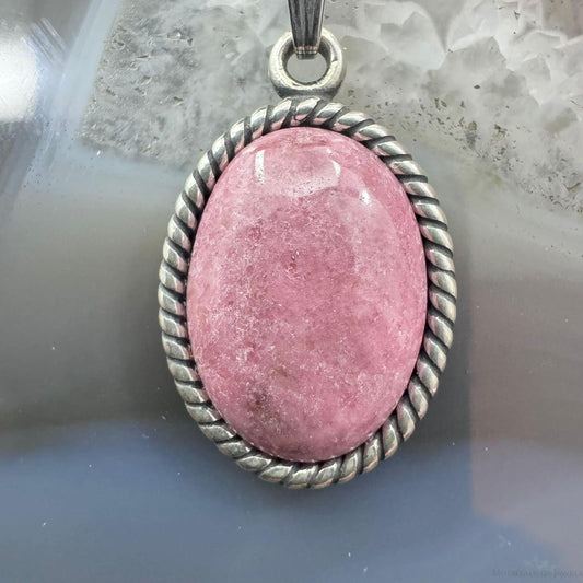 Carolyn Pollack Sterling Silver Oval Rhodochrosite Pendant With Chain Necklace