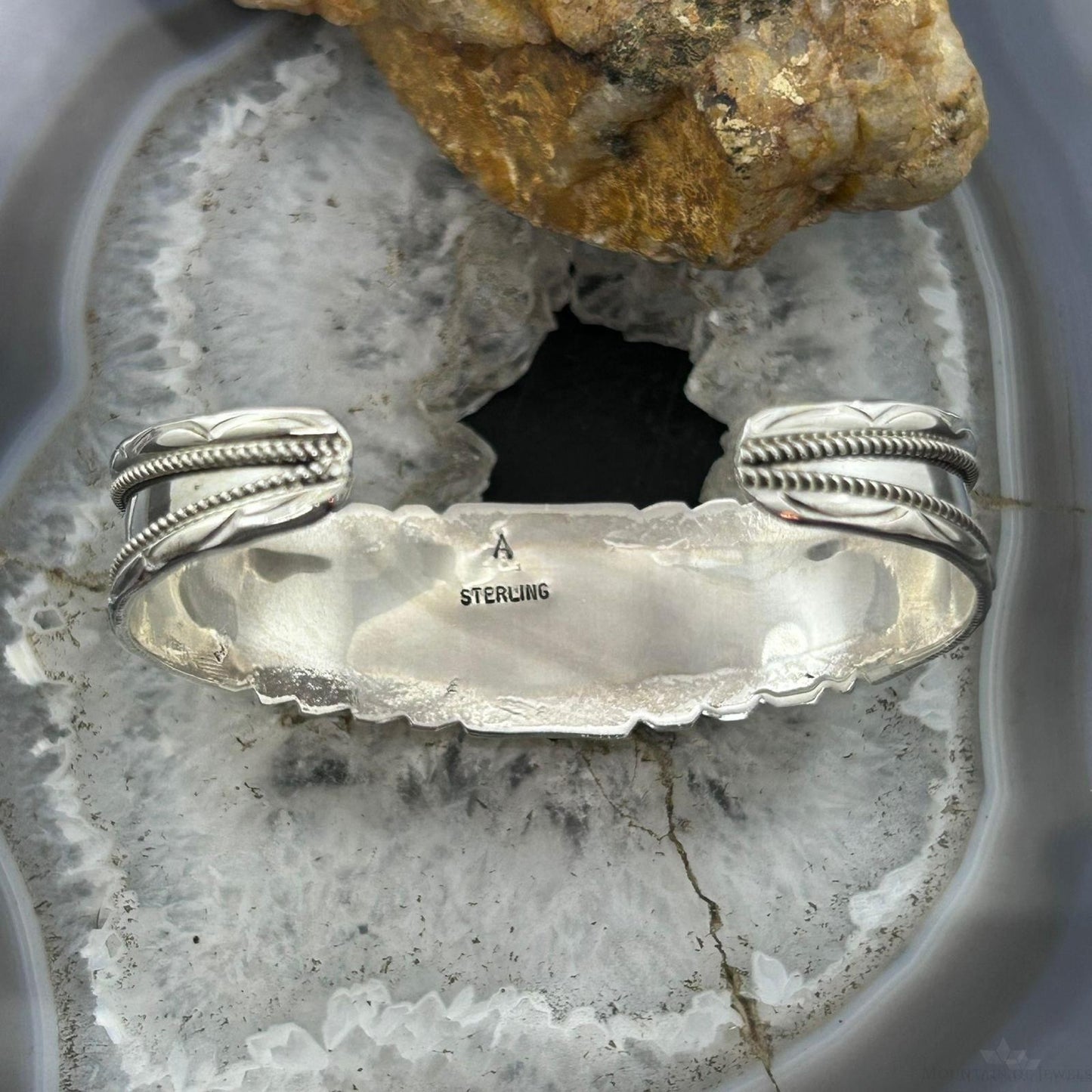 Anita Whitegoat Native American Sterling Silver Turquoise Row Bracelet For Women