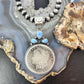 Genuine 1896 90% Morgan Silver Dollar Coin Golden Hill Turquoise Unisex Pendant