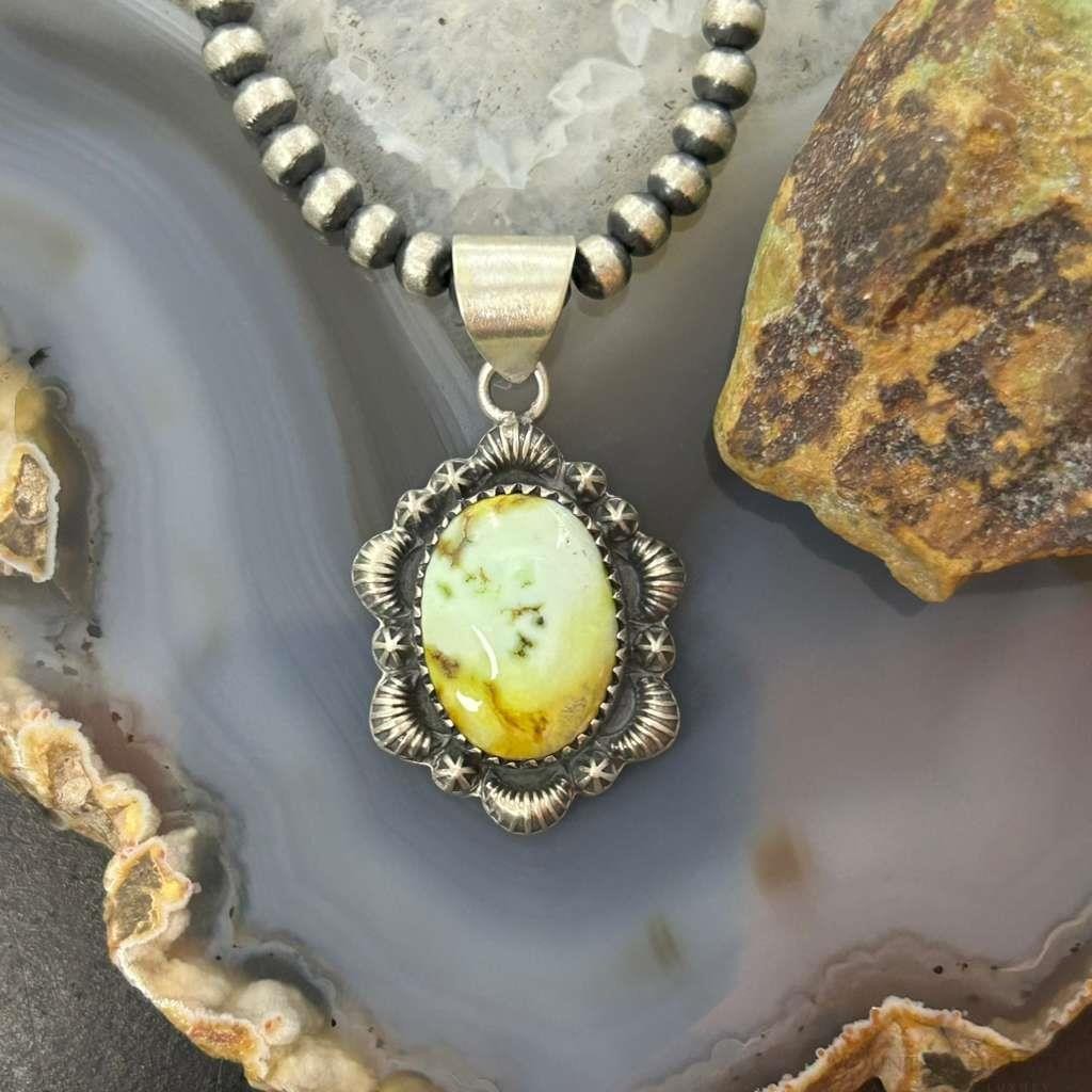Sterling Silver Southwestern Style Oval Palomino Decorated Pendant For Women