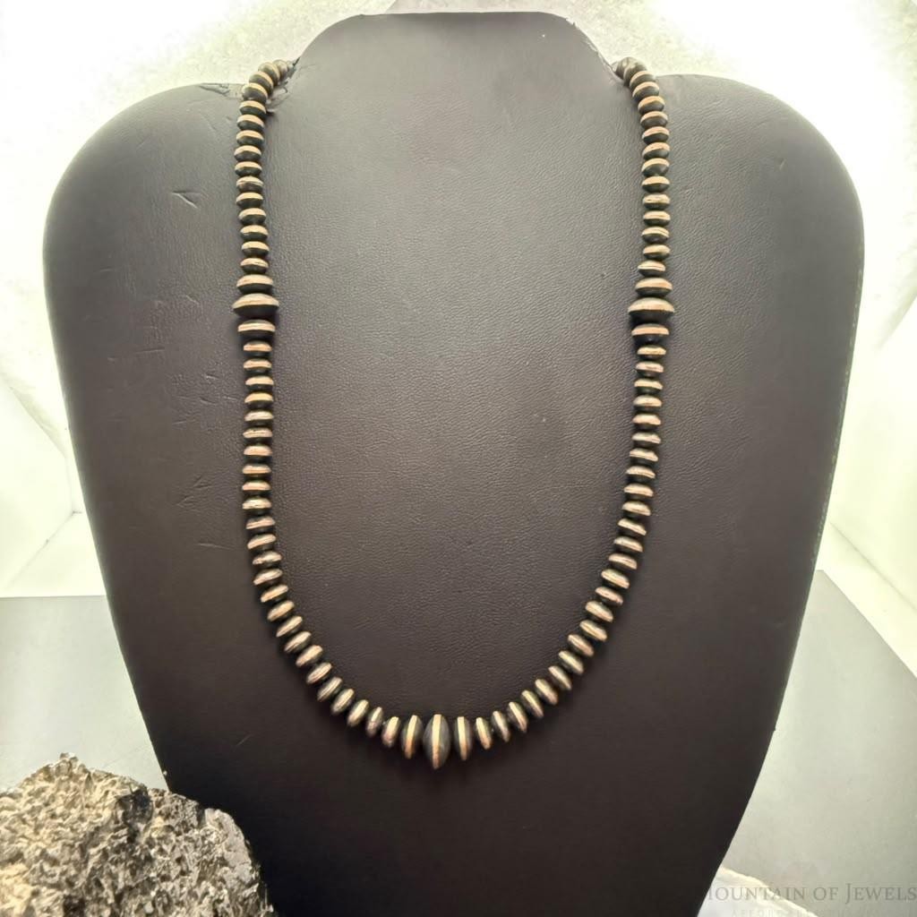 Copper Navajo Pearl Beads Saucer 6-10 mm Necklace Length 18"-20" For Women
