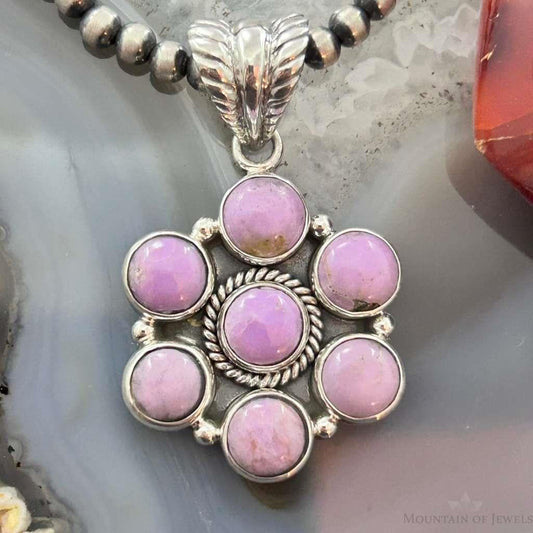 Native American Sterling Silver Phosphosiderite Decorated Cluster Pendant For Women