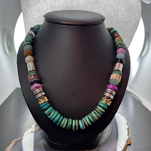 Tommy&Rosita Singer Sterling Silver Turquoise & Multistone Beads Necklace For Women #1