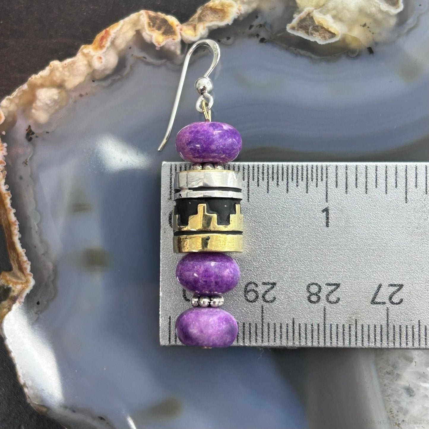 Tommy & Rosita Singer Sterling Silver Charoite Bead Dangle Earrings For Women