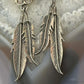 Albert Payton Native American Sterling Silver Teardrop Onyx W/Feathers Dangle Earrings For Women